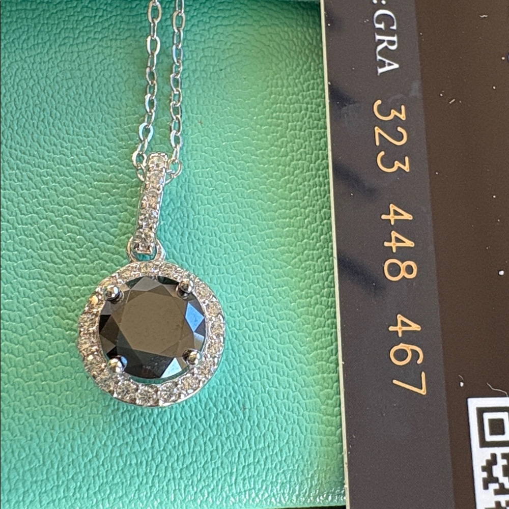 NWT 🔥 Moissanite Black VVS1 1ct Round Brilliant Pendant Necklace Full Incl. GRA